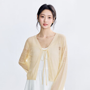茵曼（INMAN）章若楠同款歐若風(fēng)法式吊帶連衣裙2025夏季新品女裝淡鵝黃色裙子 梨花黃針織衫-18528632 M