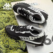 卡帕（Kappa）2025新款復古串標跑步鞋男款透氣運動(dòng)鞋女休閑鞋 黑色-990 35
