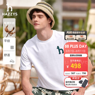 哈吉斯（HAZZYS）男裝 夏季休閑重磅大Logo寬松圓領(lǐng)短袖T恤男ASTZE0CBX70 白色WT S （165/88A 44）
