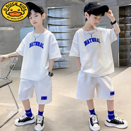 G.DUCKKIDS男童夏裝套裝2025新款兒童夏款運(yùn)動(dòng)孩中大童薄款夏季韓版帥氣潮 白色套裝 140 cm
