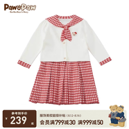 PawinPaw卡通小熊童裝春季新款女寶毛衣連衣裙套裝針織裙 紅色/20 90 cm