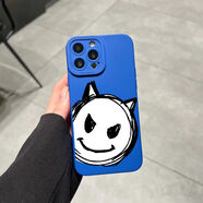 班美蘿金成帝同款小惡魔iPhone16promax鏡面手機(jī)殼12李濬榮151413韓國XR 天使藍(lán)線條惡魔 蘋果6P/6Splus