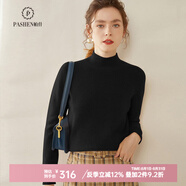 帕什秋冬上新加厚半高領(lǐng)純色羊絨衫女35%山羊絨針織毛衣 SH-349 黑色 XXL