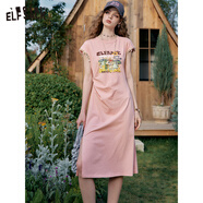 妖精的口袋【玩了再說(shuō)】學(xué)院風(fēng)Polo領(lǐng)連衣裙女2025夏季新款波嬉風(fēng)印花t恤裙 俏皮粉色 M