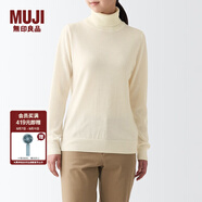 無印良品（MUJI）女式 頸部使用了棉的 可水洗高領(lǐng)毛衣 長袖打底針織衫 BAG15A2A 米白色 XS (150/76A)