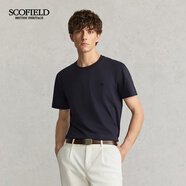 Scofield男士24年夏季新款棉質(zhì)圓領(lǐng)簡約通勤休閑多色修身短袖T恤 藏青色 XL (180)
