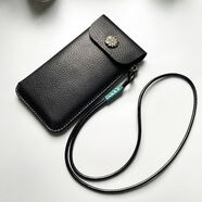 華為（HUAWEI）【品質(zhì)原裝】適用于mate60 pro保護(hù)套手工X5手機(jī)套殼頭層牛皮pura 黑色(含掛脖繩) 華為_P30_Pro