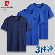 皮爾卡丹【3件裝】白T恤男短袖夏季透氣速干圓領(lǐng)純打底衫男士小眾休閑寬松 霧霾藍(lán)+藍(lán)色+藍(lán)色 2XL