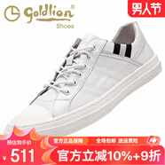 金利來男鞋夏季韓版潮流英倫風(fēng)百搭真皮休閑鞋系帶皮鞋男潮流鞋子板鞋男 白色598820240BPB 39