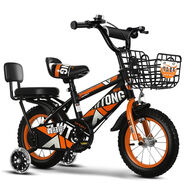 諾曼琦（NUOMANQI）兒童自行車(chē)3歲寶寶腳踏單車(chē)2-4-6歲男孩小孩6-7-8-9-10歲童車(chē)女孩 中配桔色閃光輪+禮包無(wú)護(hù)欄 18寸