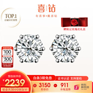 喜鉆【現(xiàn)貨閃發(fā)】鉆石耳釘女克拉經(jīng)典皇冠六爪鉆石耳飾送女友生日禮物 【GIA雙證】鉑金共40分E色SI1/單只