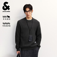 杰克·瓊斯（JACK&JONES）男裝25年秋冬季毛衣男士潮流圓領(lǐng)針織衫可機洗套頭打底衫羊毛衫 珍珠黑E39 L 180
