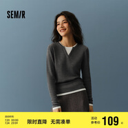 森馬（Semir）森馬毛衣女短款假兩件含羊毛針織衫24冬新款保暖內(nèi)搭109724107015
