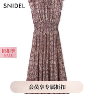 SNIDEL2025春夏新品優(yōu)雅印花荷葉邊小飛袖茶歇連衣裙SWFO252004 深紅色 D M (1)