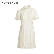 紅袖（hongshow）商場(chǎng)同款HOPESHOW新中式連衣裙夏季新款女提花盤(pán)扣國風(fēng)裙 中國風(fēng)花鳥(niǎo)圖案640 S