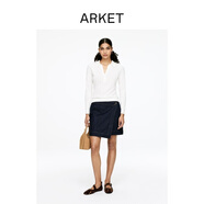 ARKET女裝 純棉牛仔裹身式短裙半身裙深藍色秋季新款1296337001 深藍色 XXS 155/60A 32