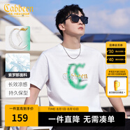 卡賓男裝 【涼感】索羅那暈染印花T恤秋潮流肌理LOGO短袖街頭休閑A 米白色-涼感 L /175/50