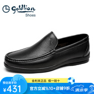 金利來（goldlion）男鞋春夏新款皮鞋商務休閑真皮樂福鞋軟皮一腳蹬豆豆鞋中年爸爸鞋 黑色 38 比皮鞋大1碼，比運動鞋大2碼