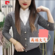 皮爾卡丹春秋新款上衣女糖果色針織外套開(kāi)衫2025新款毛衣薄款百搭顯瘦外搭 黑灰色 XL 85-110斤