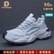 NEWMDER品牌男鞋夏季透氣2025新款厚底增高老爹鞋網(wǎng)面運動鞋男 高檔白色 (現(xiàn)貨速達) 38