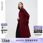 朗姿率性廓形氣質感雙面呢大衣時尚百搭冬季新款毛呢外套 安可拉紅色 XL