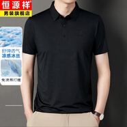 恒源祥高端短袖T恤男士寬松冰絲上衣服男裝休閑涼感polo衫2025夏季衛(wèi)衣 SB-WL2310黑色 XL 175 推薦135-150斤
