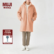 無(wú)印良品 MUJI 男女通用 羊羔絨大衣再生抓絨  柔軟搖粒絨外套 ABJ95C2A 煙熏粉色 S-M