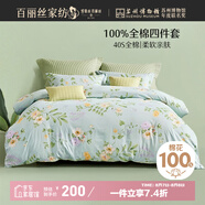 百麗絲水星家紡出品床上四件套純棉100%全棉四件套床品被套床單套件1.8m床