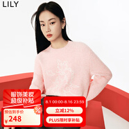 LILY春新款女裝多巴胺穿搭含綿羊毛馬海時(shí)尚針織衫套頭毛衣女 122粉紅 M