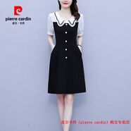 皮爾卡丹（pierre cardin）洋氣高貴氣質(zhì)法式連衣裙女裝夏裝2025新款收腰顯瘦遮肚中長(cháng)款裙子 黑色 L 建議90-105斤