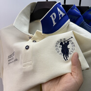 POLO SPORT品牌短袖T恤男翻領(lǐng)夏季棉刺繡半袖保羅polo衫上衣體恤 D870奶白 M 均碼