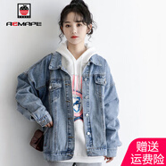 AEMAPE短外套女2025春秋季新款牛仔短外套女寬松韓版時尚休閑簡約 藍色 M