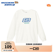 Skechers斯凱奇童裝男女童春秋季休閑上衣衛(wèi)衣運動舒適兒童套頭衫L324K078 【加絨款】棉花糖白/0074 160 cm
