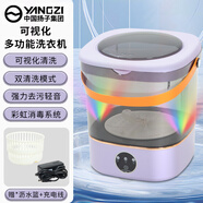 YANGZI揚子集團全自動迷你洗衣機小型洗脫一體 內(nèi)衣內(nèi)褲洗衣機學生宿舍 嬰兒洗襪子機帶脫水 透明款12L熏衣紫【洗脫一體+UV彩光+強動力】