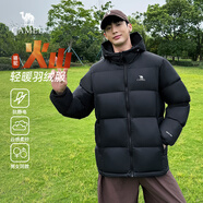 駱駝火山羽絨服男冬新款加厚連帽保暖面包服女城市輕戶外 黑色 男女同款,7674B XL