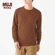 無印良品 MUJI 男式 美利奴羊毛 高針距 圓領(lǐng)毛衣 M9AA020 長袖針織衫 煙熏橙色 XS