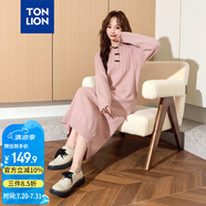 唐獅（TonLion）2024女翻領長袖連衣裙長裙 柔粉 S 