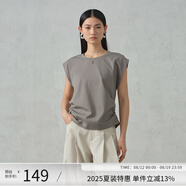 阿依蓮【商場(chǎng)同款】氣質(zhì)休閑無(wú)袖T恤女夏季2025新款高檔洋氣顯瘦上衣 冷萃棕 S