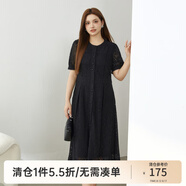 纖莉秀大碼女裝法式優(yōu)雅輕薄蕾絲氣質(zhì)顯瘦連衣裙胖mm夏裝新款0807 黑色 3XL