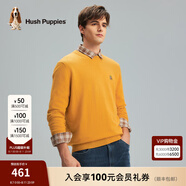 Hush Puppies暇步士男裝秋基礎款多色百搭圓領羊毛混紡針織衫 053中黃2 L