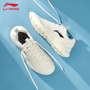 李寧（LI-NING）輕羽跑步鞋男鞋夏季網(wǎng)面透氣軟底輕便休閑反光跑鞋運(yùn)動鞋 米白色（輕弦） 42