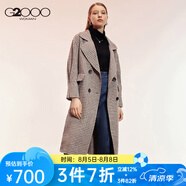 G2000女裝 新款春夏外套女厚裝格紋時(shí)尚大翻領(lǐng)雙排扣氣質(zhì)大衣16794060 卡其色/12 XS /32