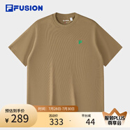 FILA FUSION斐樂潮牌女裝情侶款針織短袖衫2025春新款涼感防曬寬松T恤 香咖卡其-DK 3XL （190/108A/XXXL）