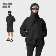 夢多福沖鋒衣男女士硬殼外套防風(fēng)防水秋冬款登山服滑雪服 曜石黑【男女同款】 XL
