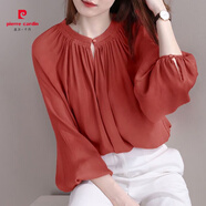 皮爾卡丹復古雪紡衫大碼襯衫300斤女胖MM夏季洋氣遮肉襯衣韓版心機上衣潮 朱粉色【PD135好質(zhì)量】 S 【70-98斤內】