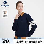 Navigare意大利小帆船女士長袖針織衫圓領(lǐng)毛衣簡約打底衫不同批次隨機發(fā)貨 海軍藍 L 碼