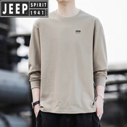 JEEP SPIRITJeep吉普2025新款長(zhǎng)袖t恤男士春秋季新款寬松圓領(lǐng)打底上衣體恤男 JP-8209卡其 M 【90-110斤】