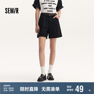 森馬（Semir）休閑褲女A字百搭基礎氣質(zhì)通勤夏季簡(jiǎn)約腰帶寬松短褲101324125008