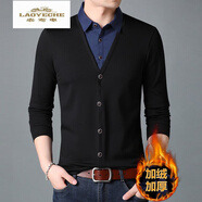 老爺車（LAOYECHE）針織衫男假兩件秋冬毛衣新品中青年寬松休閑純色條紋男士上衣衫 63016寶藍(lán)加絨加厚 M