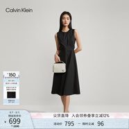 Calvin KleinJeans夏季女士休閑氣質(zhì)通勤ck系帶露腰刺繡無(wú)袖連衣裙J221175
